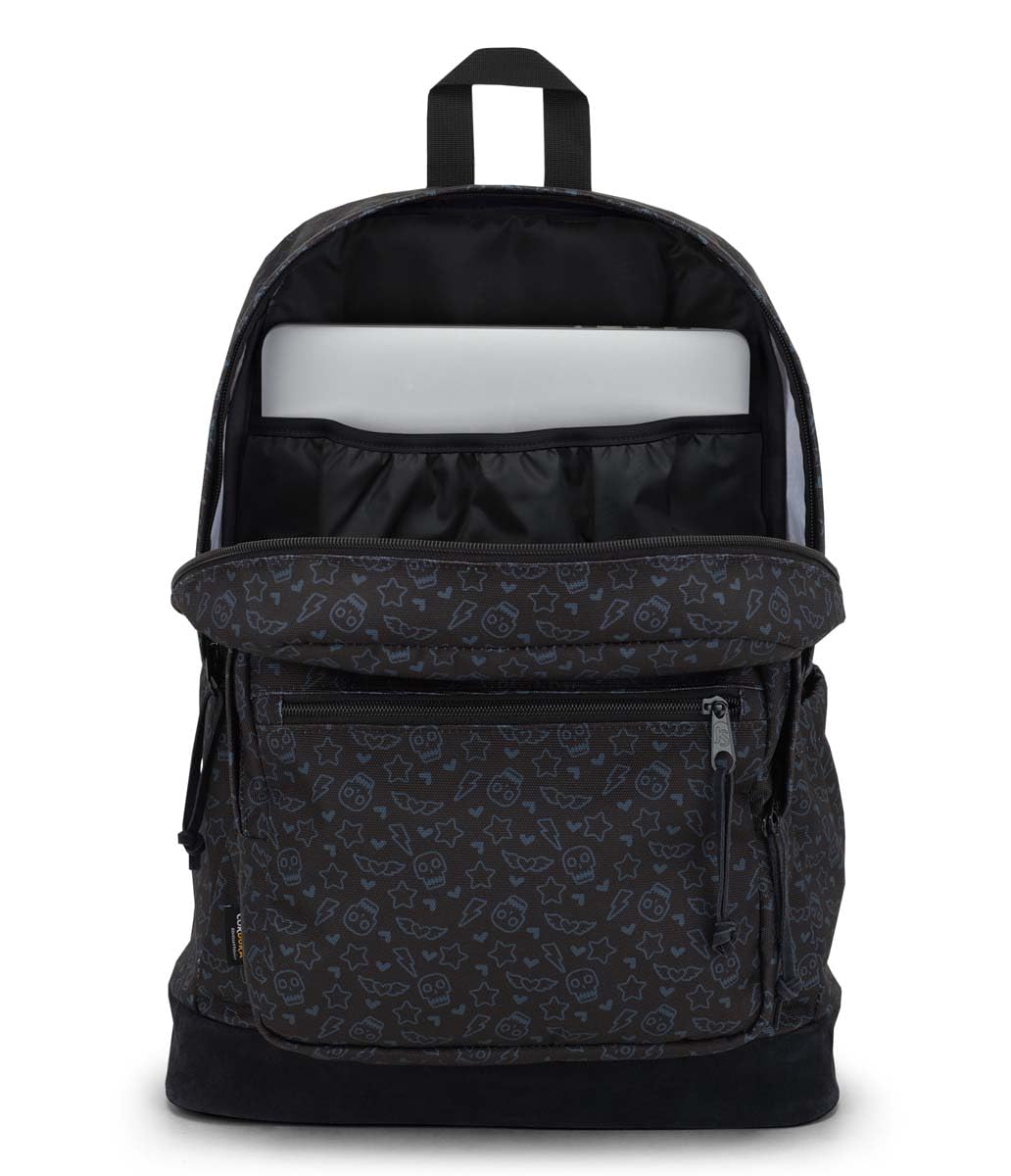 JanSport Right Pack Premium Backpack - Daypack with 15" Laptop Sleeve, Main Compartment & Water Bottle Pocket, Subtle Skull