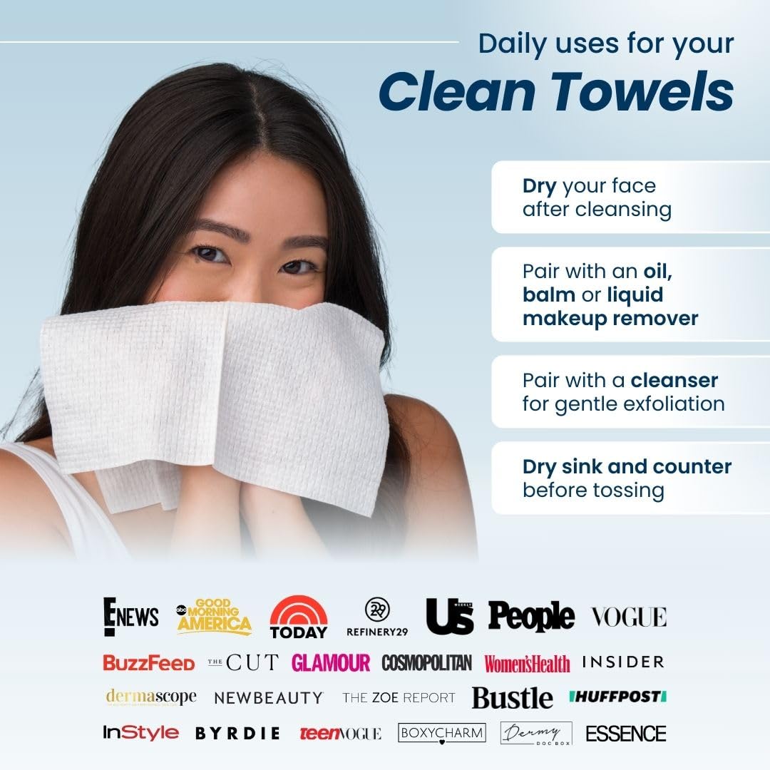 Clean Skin Club Clean Towels | Worlds 1ST Biodegradable Face Towel | Disposable Makeup Removing Wipes | Dermatology Tested & Approved | Vegan & Cruelty Free | Super Soft For Sensitive Skin | Dry Towelettes (Pack of 1 (25CT))