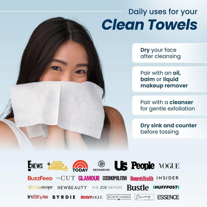 Clean Skin Club Clean Towels | Worlds 1ST Biodegradable Face Towel | Disposable Makeup Removing Wipes | Dermatology Tested & Approved | Vegan & Cruelty Free | Super Soft For Sensitive Skin | Dry Towelettes (Pack of 1 (25CT))