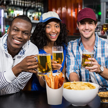 KINGZHUO 50pcs French Fries Holder 14oz Charcuterie Cups Disposable Take-out Party French Fry Cups Waffle Paper Popcorn Boxes Sandwich Paper Cups Holder Wedding Food Trays Paper Cones for Food (White)