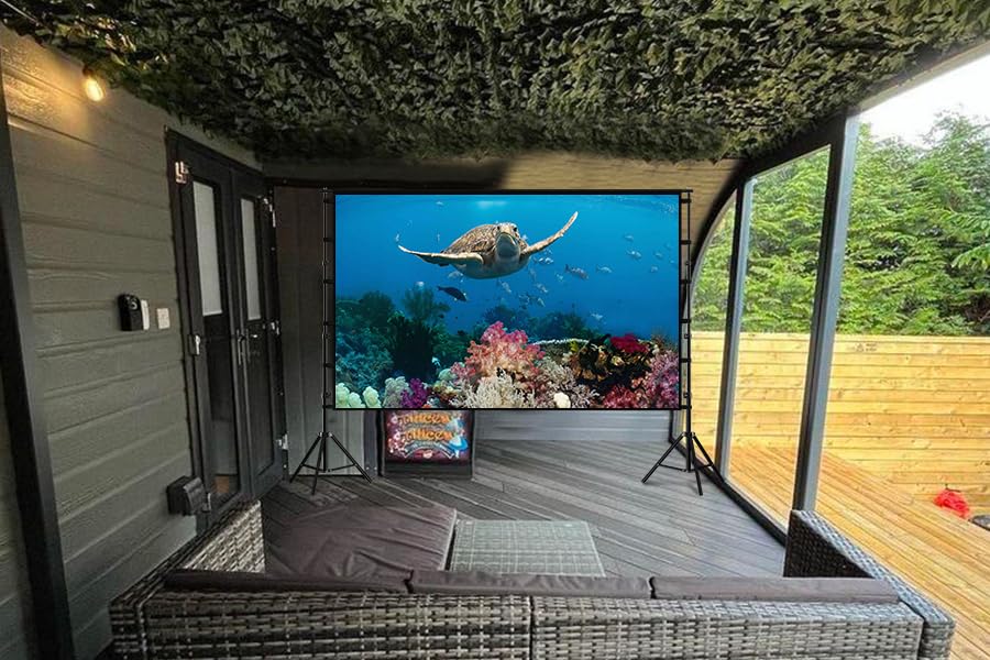 Lejiada 150" Portable Projector Screen with Stand, Foldable & Anti-Crease, HD 4K Movie Screen for Outdoor/Indoor Use, Home Theater, Parties & Business Presentations - Includes Carry Bag