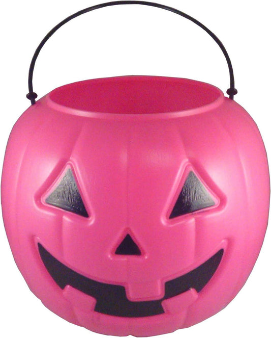 Halloween Pumpkin Jack O Lantern Candy Bucket (Pink)