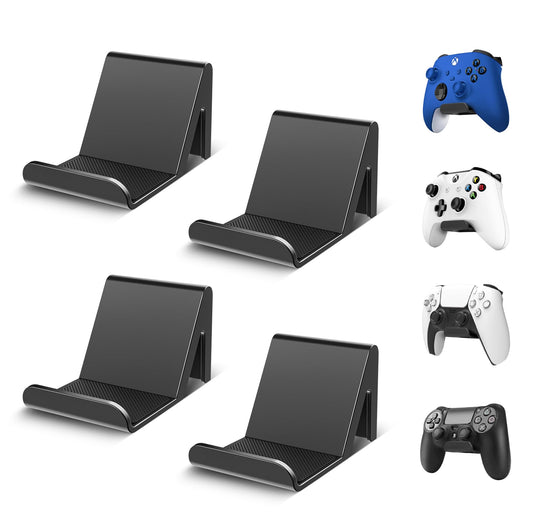 6amLifestyle 4 Pack Controller Holder Stand Built in Anti-Slip Pads for PS5 PS4 Xbox One Switch Pro Gamepad Controller Wall Mount Adhesive/Screws, Universal Controller Accessories Shark 14 Mini