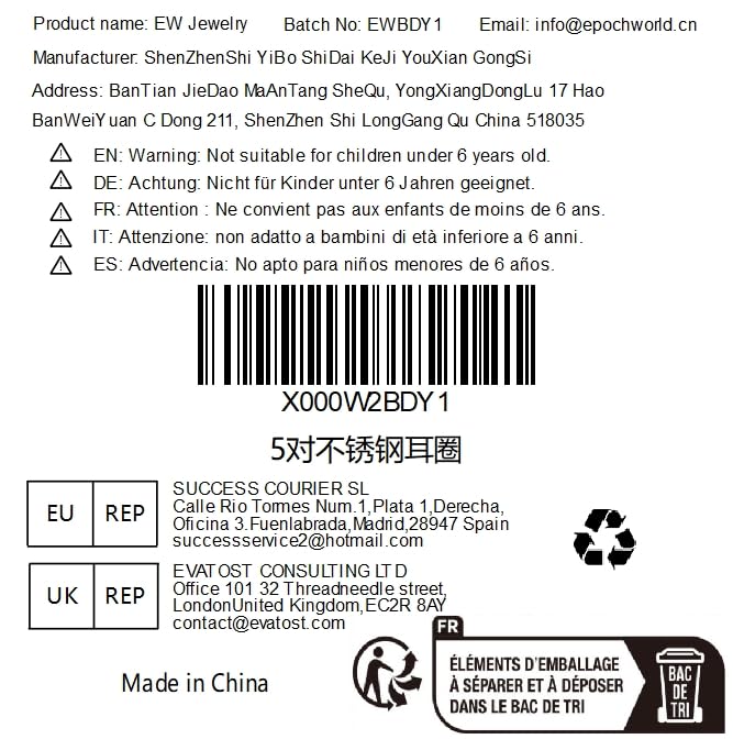 Epoch World 5 Pairs Stainless Steel Huggie Hinged Hoop Earrings for Men Women Boys, Men Earrings Gold, Men Huggie Earrings, Black Earrings Hoop, Small Silver Hoop Earrings Set Piercing Sleeper 15MM