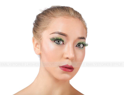 EMILYSTORES Green Fortune Teller Costume Halloween Eye Lashes For Party Looking1 Pairs