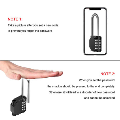 2 Pack disecu 2.6 Inch Long Shackle Combination Lock, 4 Digit Outdoor Waterproof Padlock for School Gym Locker, Sports Locker, Storage Unit, Gate, Fence, Toolbox, Cabinet (Black)