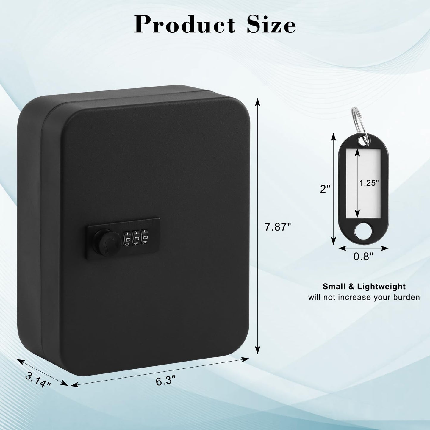 KYODOLED 20 Key Storage Lock Box with Code, Key Cabinet Organizer Wall Mount with Combination Lock, Key Hooks & Labels, 7.87 x 6.3 x 3.14 in, Black