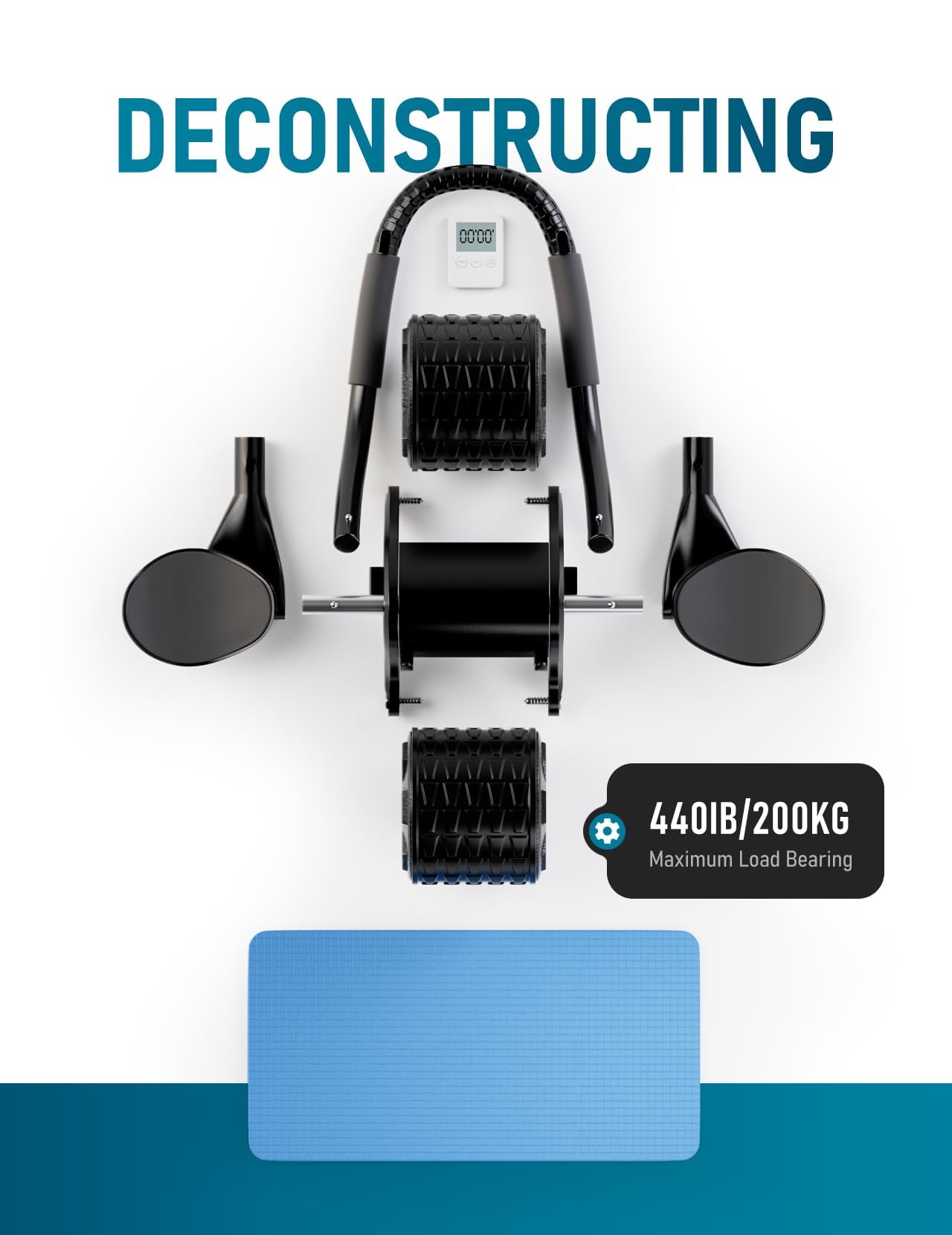 2024 New Ab Roller Wheel with Timer & Knee Mat,Automatic Rebound Abdominal Wheel with Elbow Support Ab Workout Equipment for Strengthening Core Muscles Abs Exercise Roller for Women Men