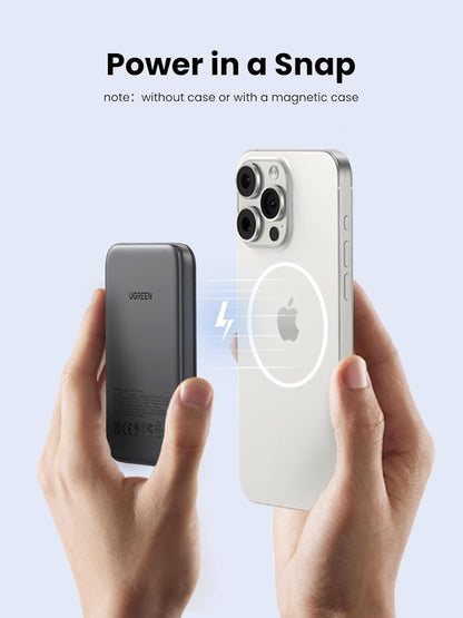 UGREEN Magnetic Power Bank,5,000mAh Wireless Portable Charger, PD 20W Fast Charging Battery Pack with USB-C for Magsafe, iPhone 17/17 Air/17 Pro/17 Pro Max, iPhone 16/15/14/13/12 Series
