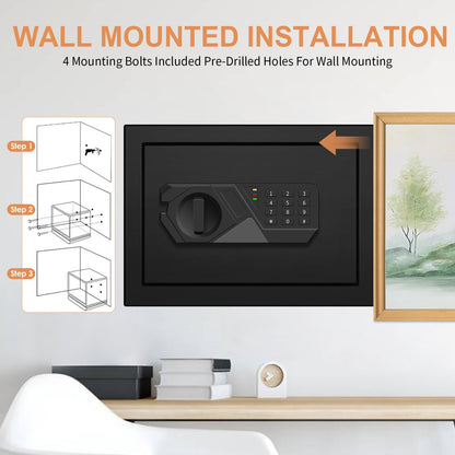 1.2 Cub Small Fireproof Safes for Home Use, Digital Home Safe Fireproof Waterproof with Programmable Keypad, Spare Keys and Removable Shelf, Fire Safe Box for Money Medicines Valuables