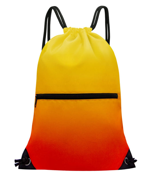 HOLYLUCK Drawstring Backpack Bag Sport Gym Sackpack (gradient orange and yellow)