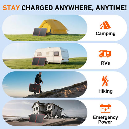 DOKIO 100W Portable Foldable Solar Panel Kit (21x28in, 5.9lb), with Separate Controller and Dual USB, Monocrystalline Charger for 12V Batteries & Power Stations, RV Camping Trailer Emergency Backup