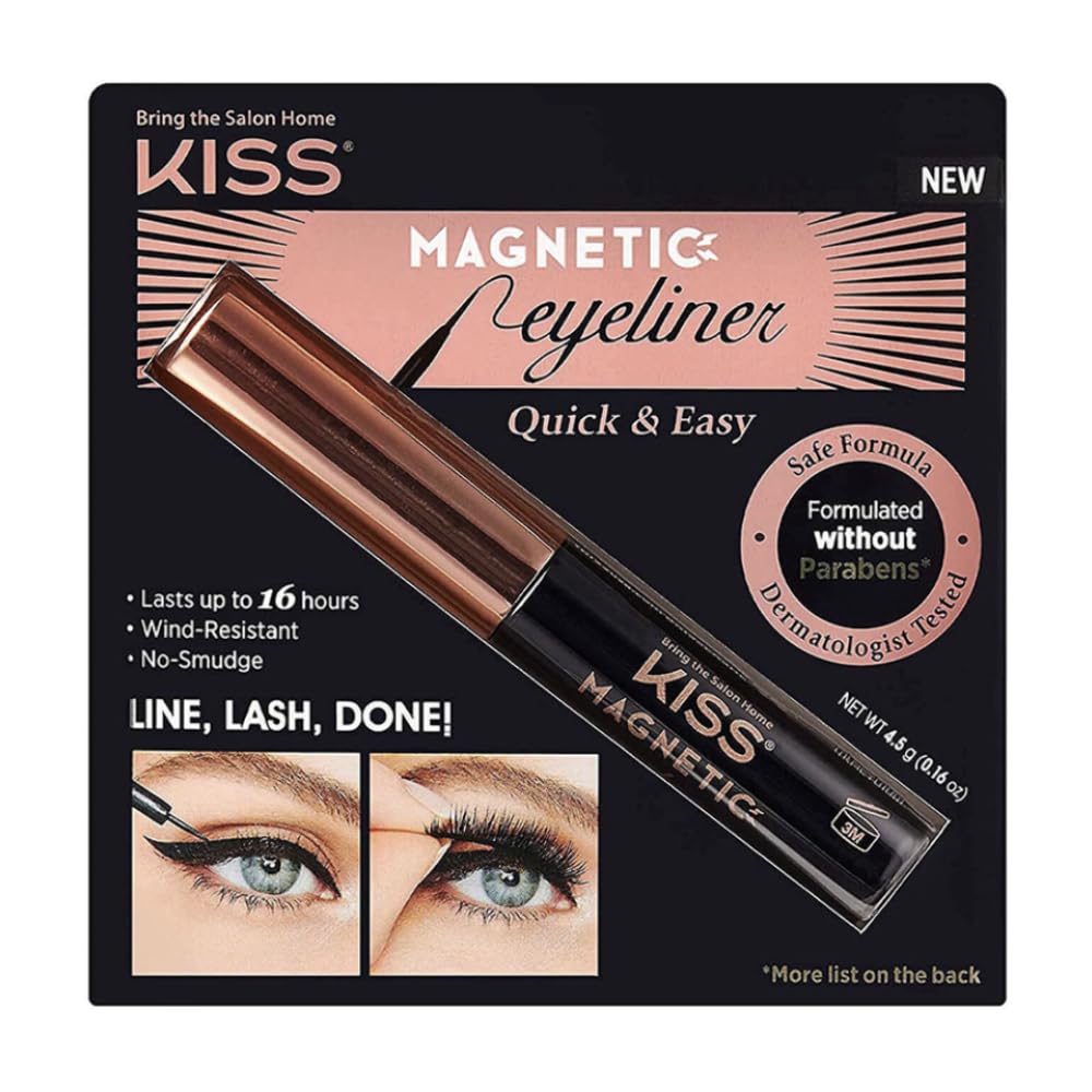 KISS Magnetic, Magnetic Eyeliner, Smudge Proof, Works Magnetic Lashes, Includes 1 Magnetic Lash Eyeliner, Long Lasting Wear, Can Be Used With Strip Lashes And Lash Clusters