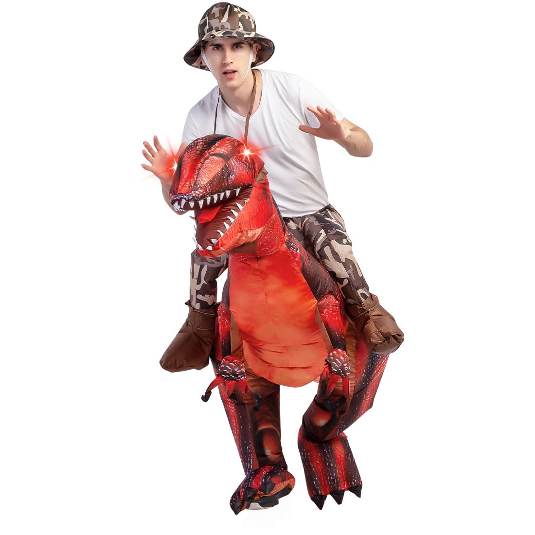 GOOSH Inflatable Dinosaur Costume for Adult Halloween Costume Women Man Funny Blow up Costume for Halloween Party Cosplay