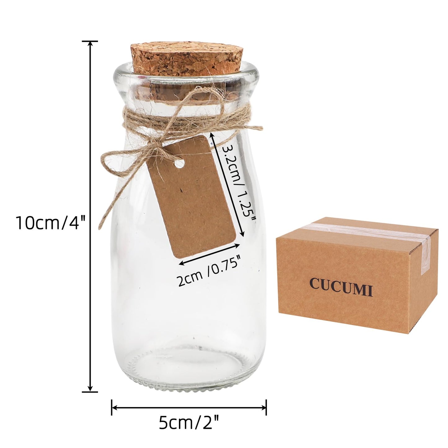 CUCUMI 12pcs 3.4oz Small Glass Jars with Lids, 100ml Candy Jars Potion Bottles with Cork, Mini Jars Set for Party Wedding Favors Halloween Décor