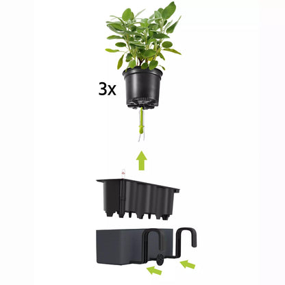 Lechuza Cube Color Triple Self Watering Plant Pot, Slate, 40 cm Diameterx 14 cm Width x 13.5 cm Height