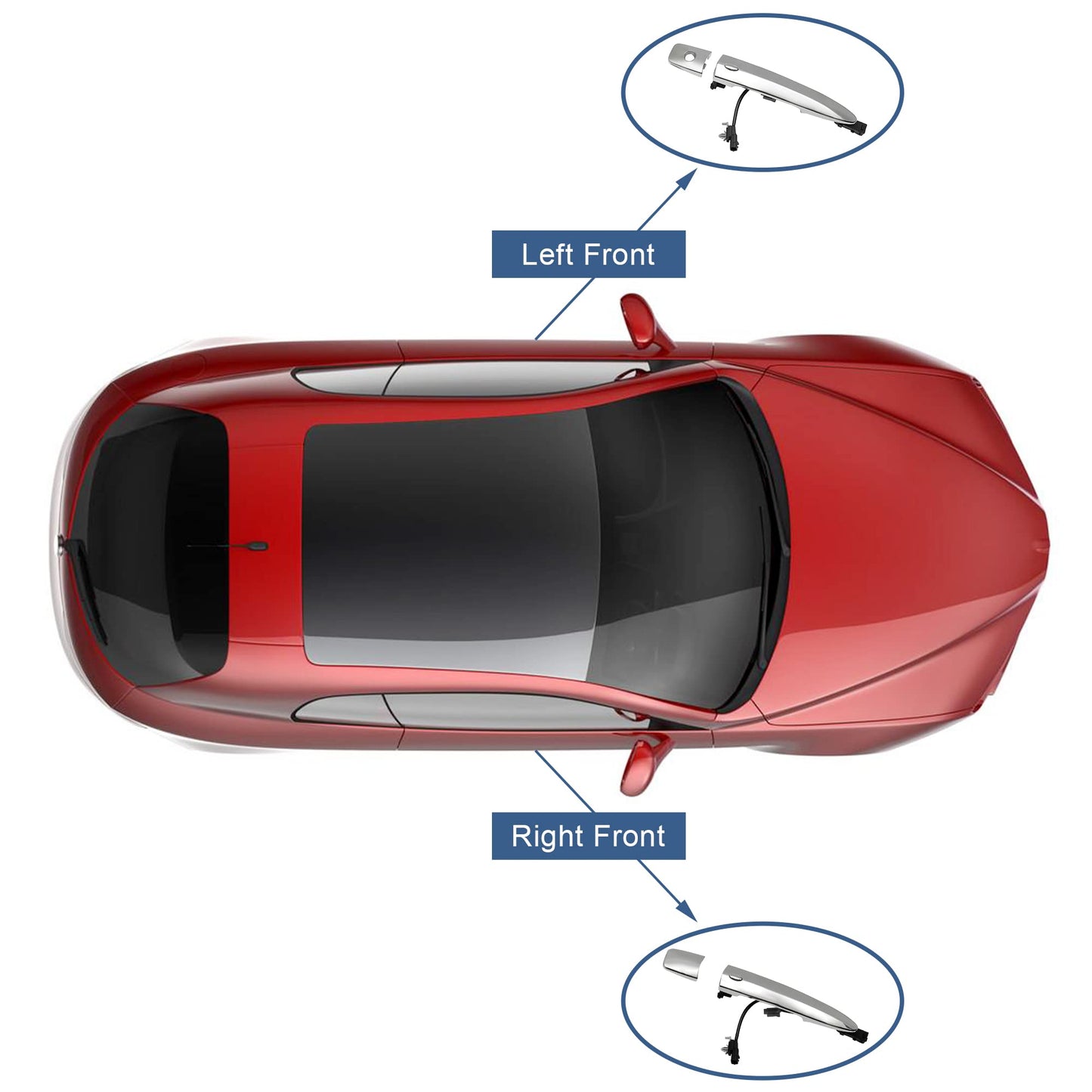 Exterior Door Handles Chrome (2PCS), Compatible with 2009-2018 Nissan Sentra Murano Maxima Leaf, with Sensor and Smart Keyless Entry System, Front Left & Right Side | Replace# 806469N00A, 12459871