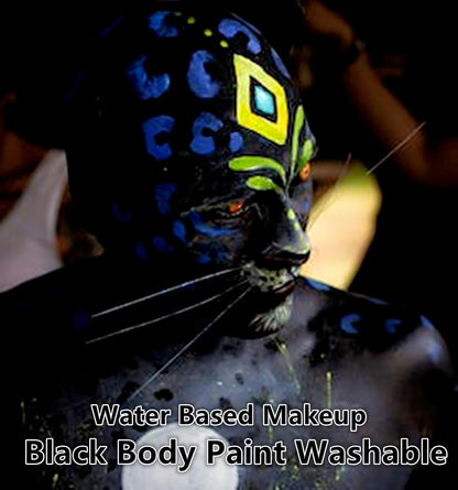 Go Ho Black and White Face Body Paint(4.74 oz),Water Based Cream White Black Face Painting Kit for SFX Cosplay Costumes Festivals Halloween Skull Zombie Skeleton Goth Vampire Makeup