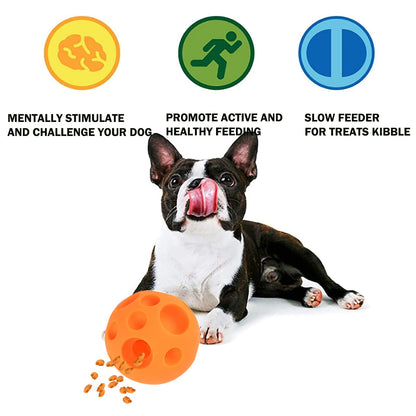 Evan Dog Toy Balls, 5 Inch Treat Tricky Ball Food Dispensing Toys Tricky Fun Interactive Dog Toy Food Dispenser Toy Puzzle Toy Ball Dog Chew Toys Ball for Large Medium Slow Feeder Dog Bowls（Orange）