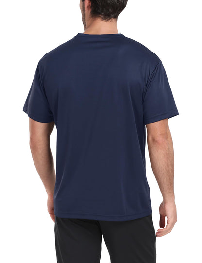 HovSiyla 5 Pack Workout Shirts for Men Athletic Running Gym Quick Dry Short Sleeve Performance Moisture Wicking T Shirt Black/Grey/White/Burgundy/Navy Blue-L