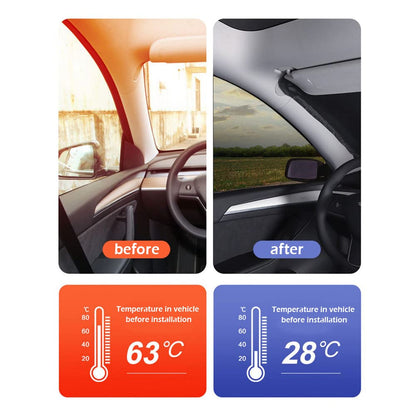 Front Windshield Shade - Portable, Folding, UV & Heat Resistant Sun Blocker - Keeps Car Cool, Universal Fit for Car, Truck, SUV (M: 55.12 x 27.56 Inch)