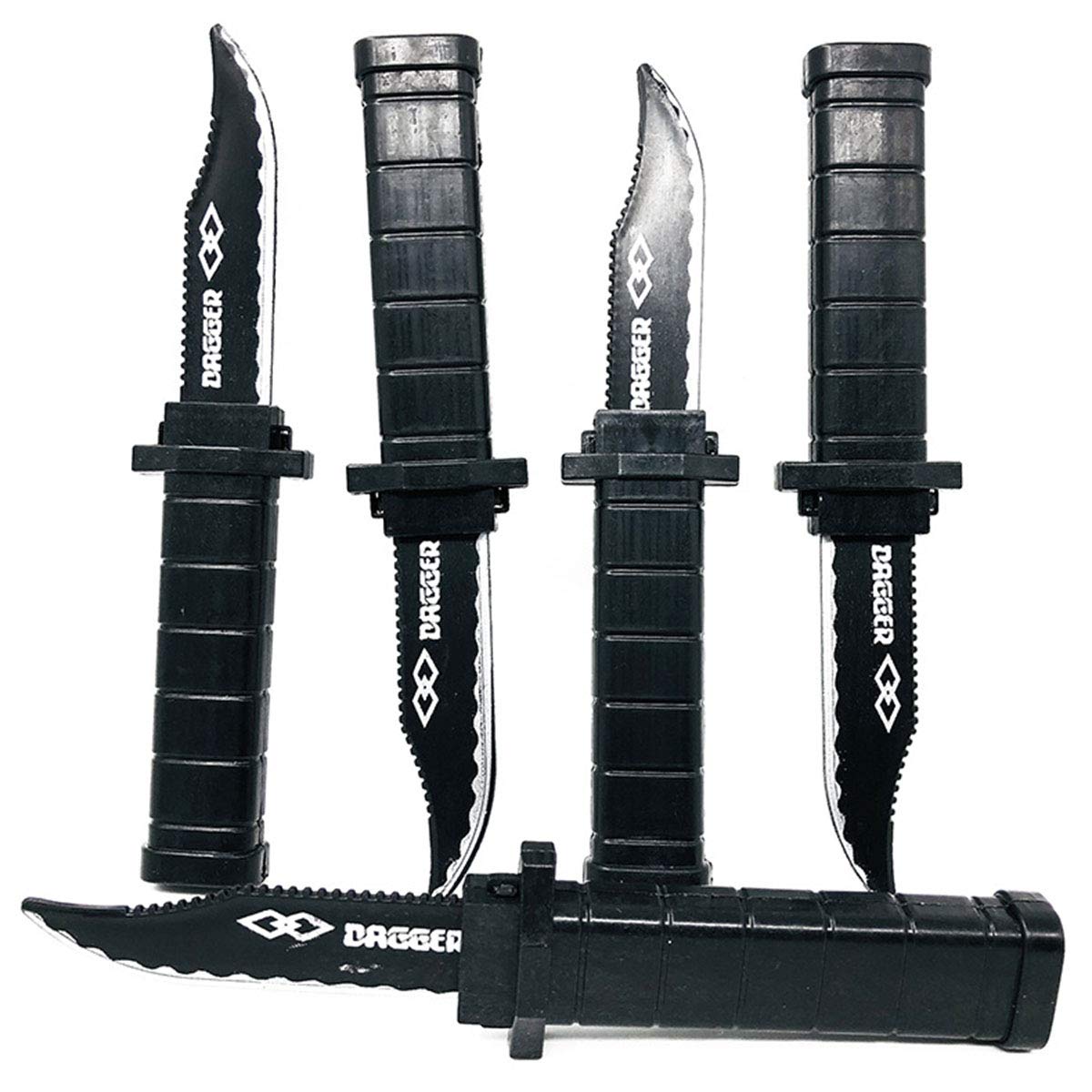 Cooplay 4PCS Retractable Fake Knife Toy Extension Hardcover Dagger Plastic Funny Trick Gadget Props Classic Gag Fun Prank Friend for Halloween Fools Day Party