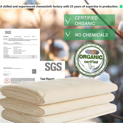 YJL Cheesecloth - 54 Sq Ft, 100% Cotton, Grade 90 Unbleached | Fine Cheesecloth for Cooking, Straining, Canning, Steaming & Reusable