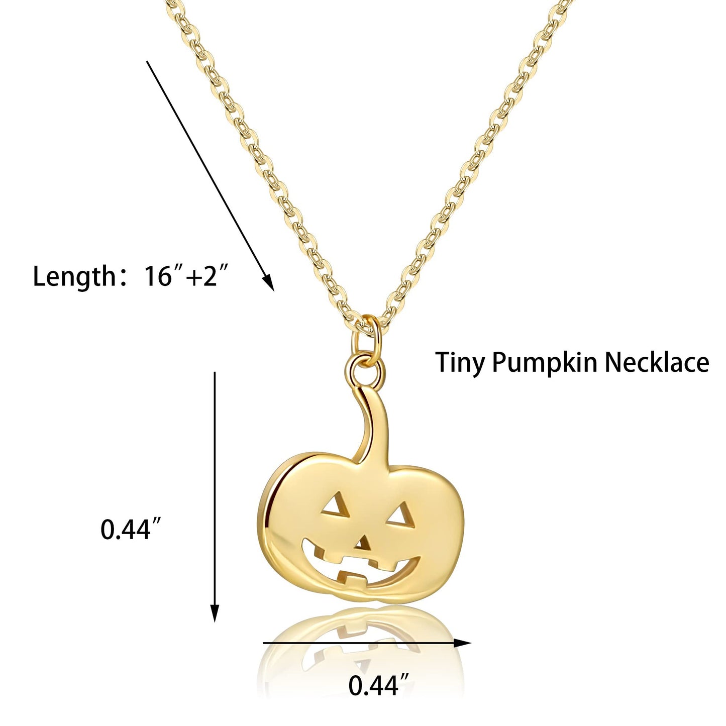 Collner 14K Gold Heart Pendant Necklace for Women Dainty Star Necklace Tiny Evil Eye Choker Necklace Boho Crescent Moon Necklace Minimalist Jewelry (Halloween Pumpkin-Gold)