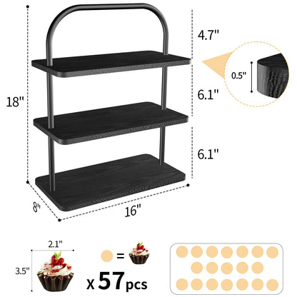 Cupcake Stand, 3 Tier Halloween Cupcake Stand for 50 Cupcakes Wood Large Dessert Stand Cupcake Display Stand Cupcake Tower for Farmhouse Decor, Party Serving Tray, Vendor Dessert Table Display Set