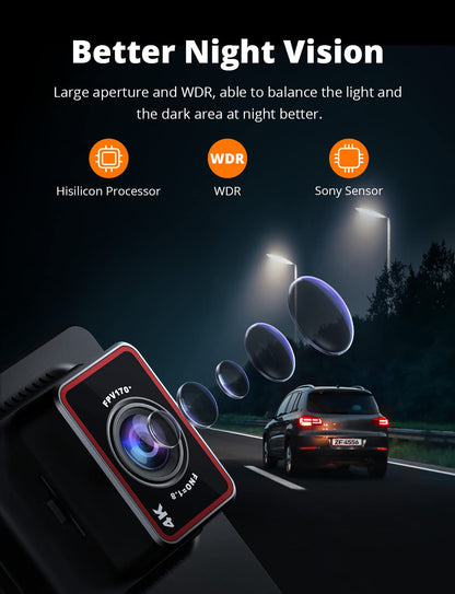 Kingslim D4 Dual Dash Cam with Built-in WiFi GPS, Front 4K/2.5K Rear 1080P for Cars , 3" IPS Touchscreen 170° FOV Dashboard Camera with Sony Starvis Sensor, Support 256GB Max