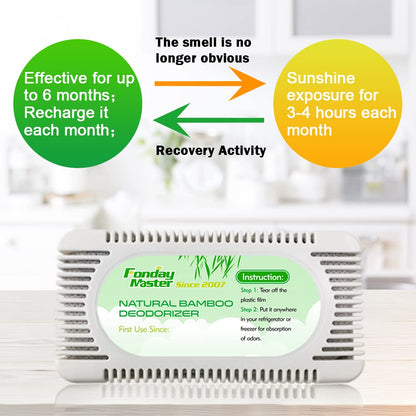 4Packs Fonday Refrigerator Deodorizer Odor Eliminator for Fridges Freezers Coolers Lunch Boxes Bamboo Charcoal More Effective Than Baking Soda