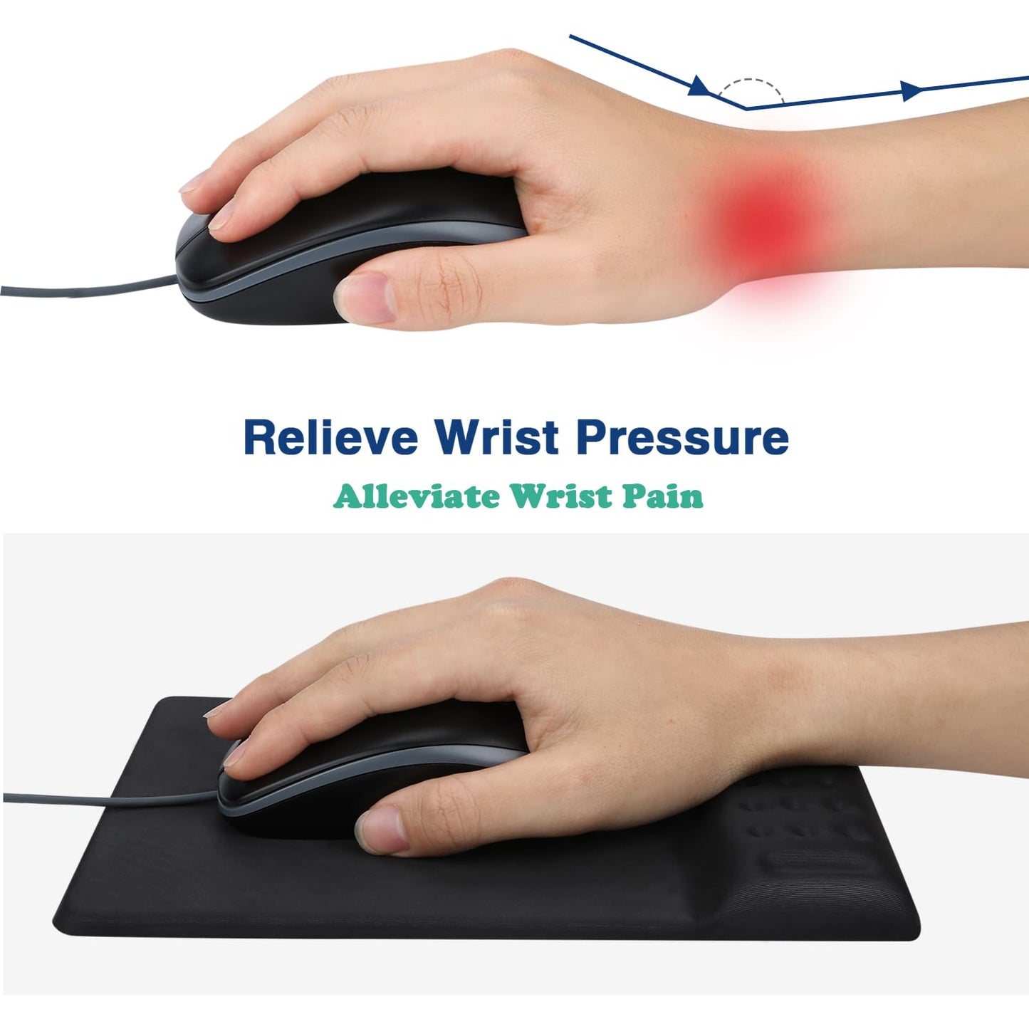 Keyboard Wrist Rest & Mouse Pad with Wrist Support Set, Memory Foam Ergonomic Wrist Pad for Computer Keyboard Laptop Wrist Rest, Arm Rest for Desk Accessories in Home Office School(Black)