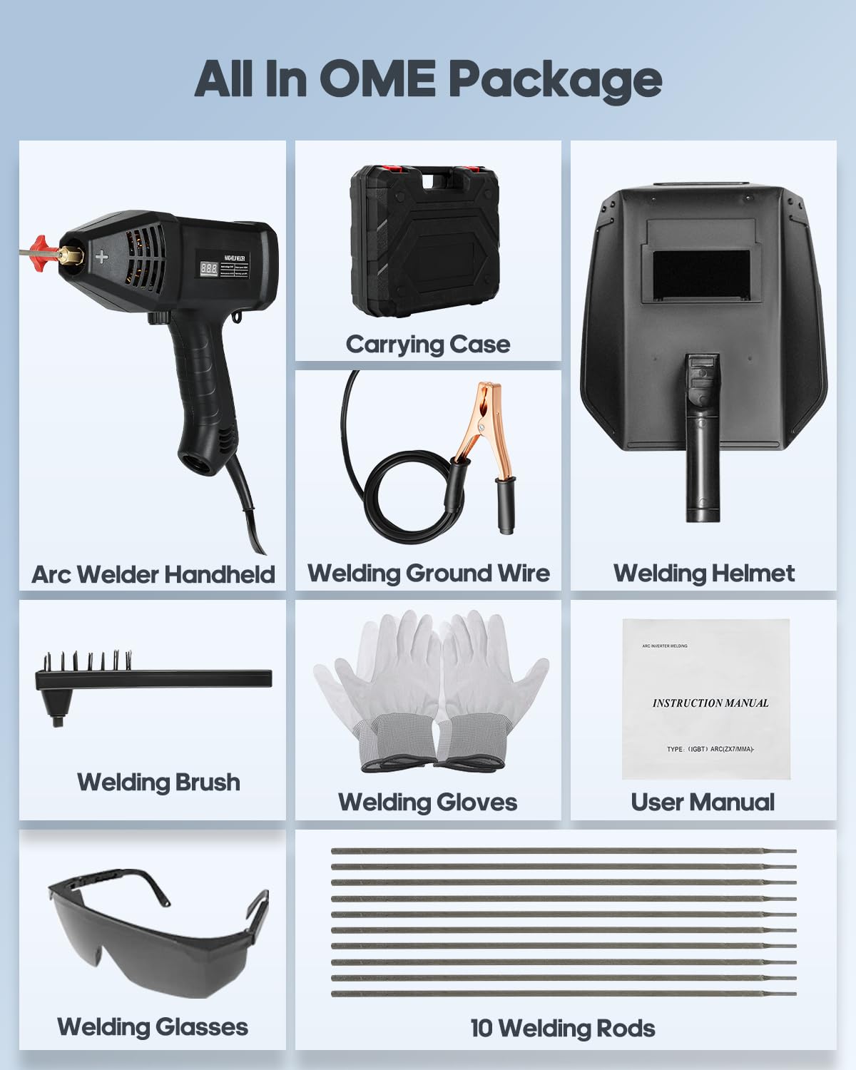 Handheld Welder Machine 110V Portable Welding Machine with IGBT Inverter 6 Variable Current Adjustmen 20-200Amp Welding Output Portable Handheld Welder for 1/16"-1/8" All Size Welding Rod