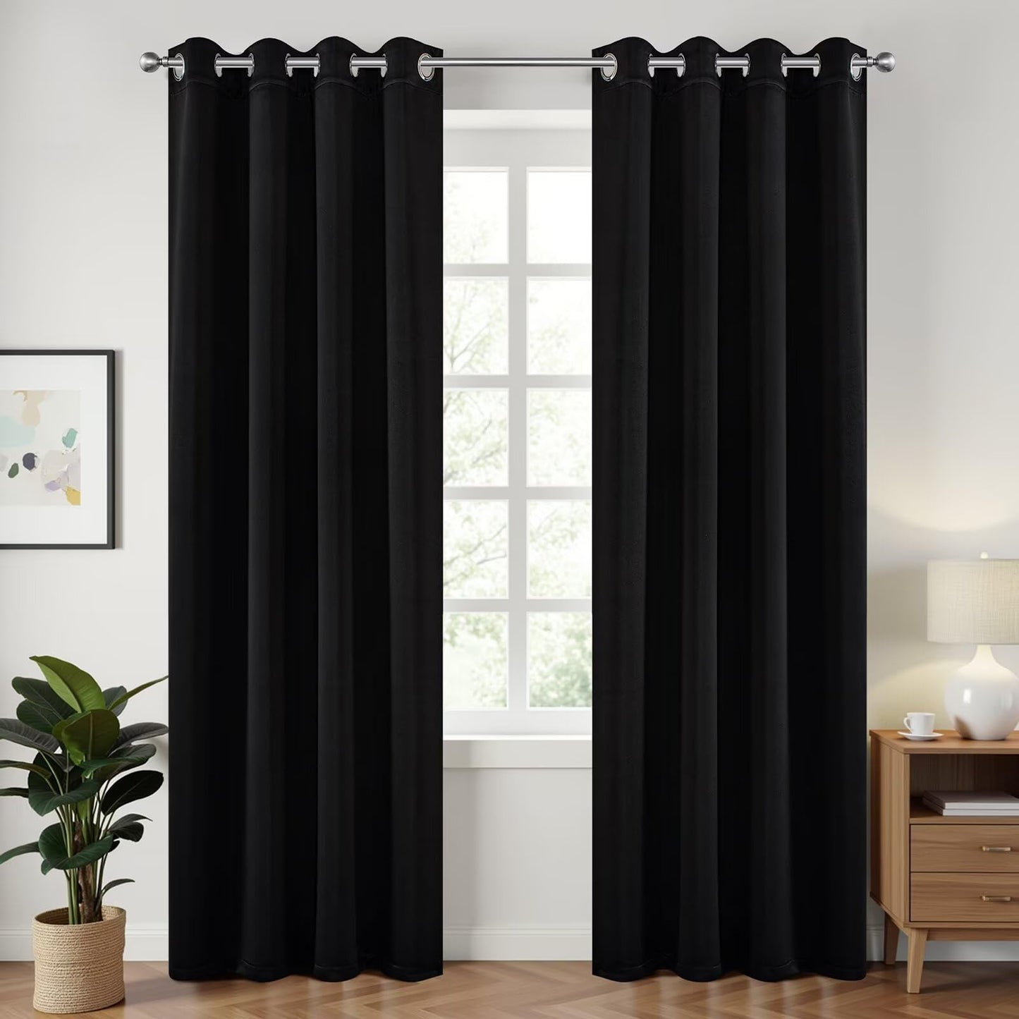 Joydeco Blackout Curtains for Bedroom,Black Out Curtains 84 Inch Long,Black Curtains with Grommets,Noise Reducing Energy Saving Wrinkle-Free Drapes for Living Room,Halloween Window Treatments 2 Panels