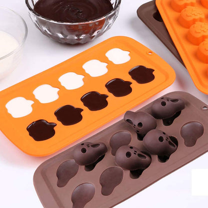 4 Pack Halloween Silicone Baking Molds，Pumpkin Skull Bat Wizard Hat Shape Cake Mold Chocolate Gummy Molds Ice Tray Cake Decor for Halloween Party Decorations Kitchen DIY Baking Tools