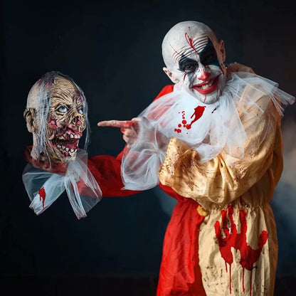 Halloween Decoration Props, Scary Hanging Severed Head Life-Size Bloody Latex Zombie Head for Haunted House Halloween Party Yard Bar Decor