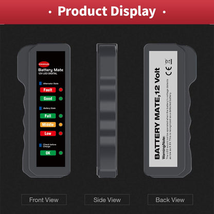 KINGBOLEN 12V car Battery Tester, Alternator Tester Automotive,Battery Checker, Analyzer to Check alternator & Battery Charging System,LED Indication