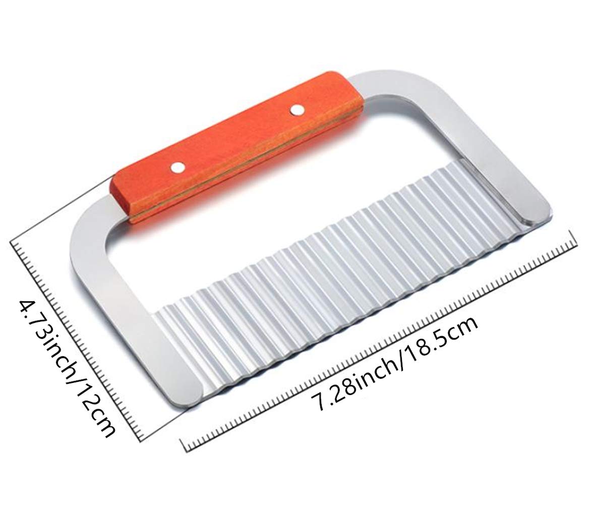 HTBMALL Crinkle Cutter, French Fry Cutter for Potatoes, Upgraded Stainless Steel Blade, Potato Slicer Frency Fry Crinkle Cutter Chopper Wavy Cutting Tool for Potatoes Carrots Cucumbers