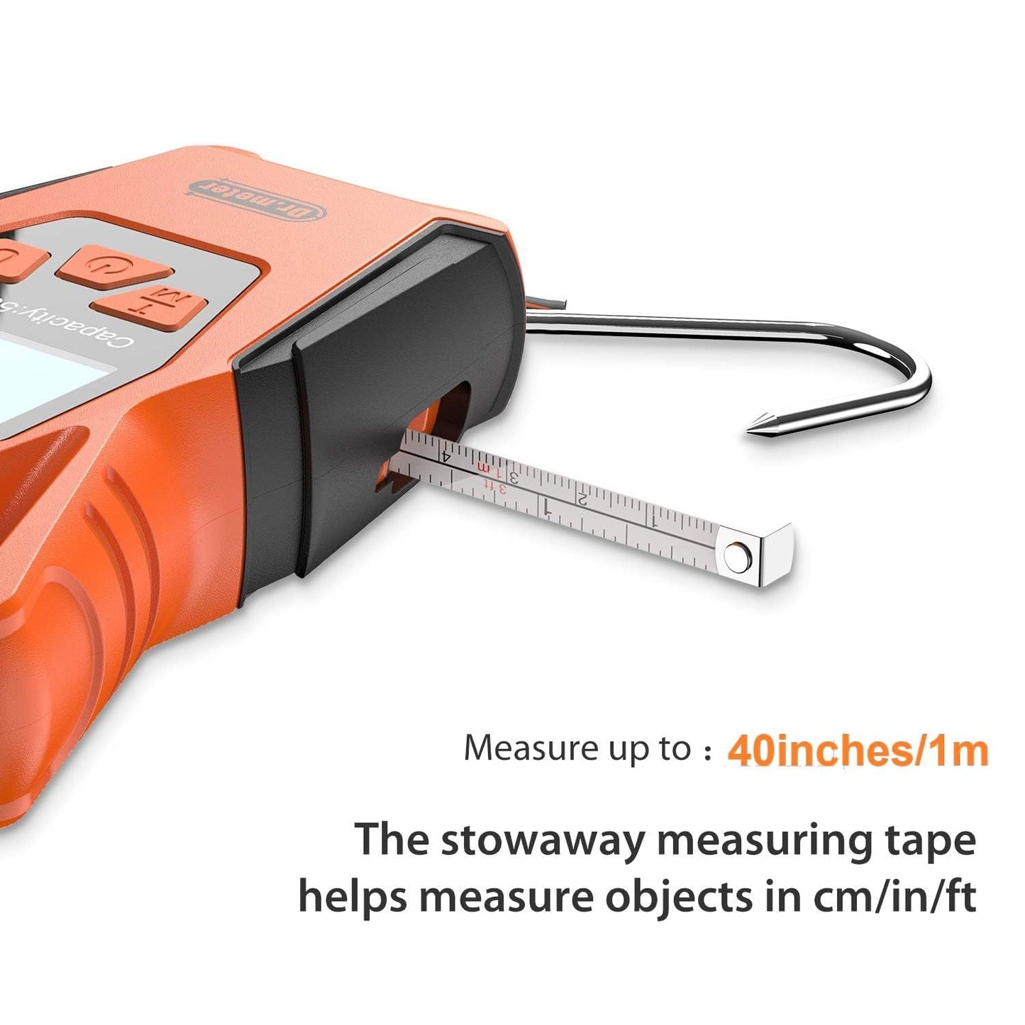Dr.meter Fish Scale Waterproof: Luggage Weight Scale with Bigger Handle and Hook Upgraded IPX7 110lb/50kg Backlit LCD Display Digital Hanging, Built-in Tape, Battery Included, Fishing Gifts for Men
