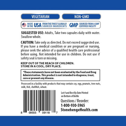 Stonehenge Health Dynamic Mushrooms - 100% Fruiting Bodies & Extracts - Lion’s Mane, Chaga, Maitake, Shiitake, Reishi - Nootropic Brain & Immune System Support - No Mycelium - 60 Veggie Capsules
