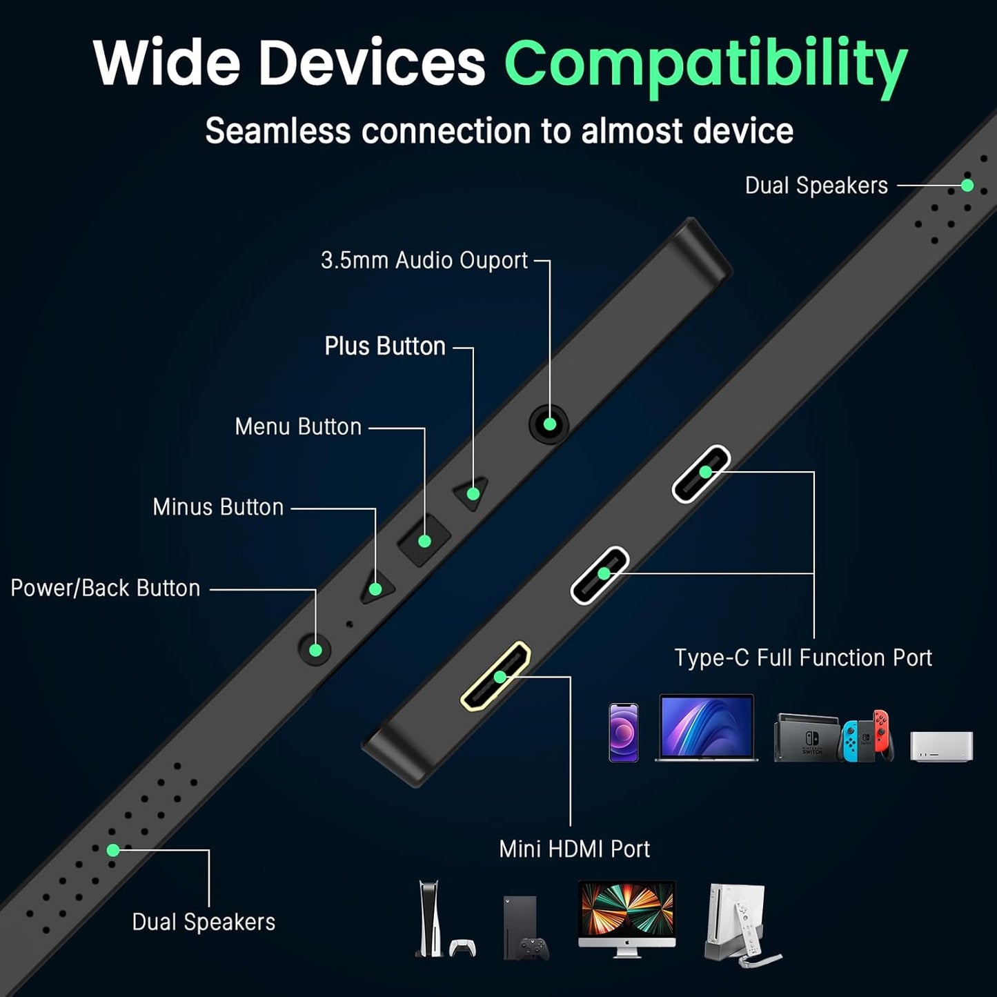QQH 4K Portable Monitor, 15.6" IPS 3840x2160 UHD USB-C HDMI Travel Portable Monitor for Laptop, Ultra-Slim Alloy Gaming Monitor Second Display with w/Smart Cover for PC, Phone, PS5/4, Xbox, Switch