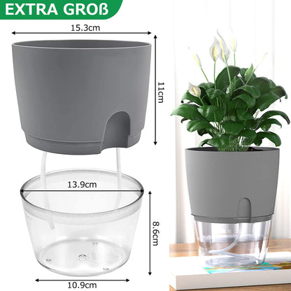 iDattel Herb Pot Kitchen Set Window Sill Self-Watering Set of 3 Herb Garden for The Kitchen, 18.2 x 11 x 15.3 cm, for Fresh Kitchen Herbs, Grey