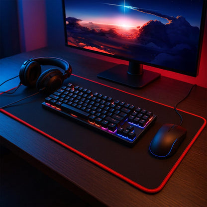 Large Gaming Mouse Pad Mat 11.8x23.6 Inches with Red String Stitched Edge Non-Slip Rubber Base Washable Resilient for Office Home Computers Laptop Table Mouse Pads Mats Accessory