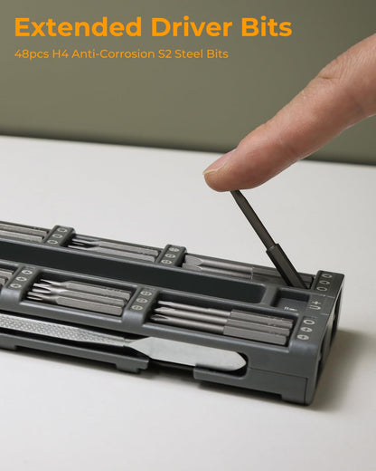 52 in 1 Electric Screwdriver Set,XIAONIAN 3.7V Mini Precision Screwdriver Set with 48 S2 Magnetic Bits,USB-C Charging Cable,LED Light,Small Repair Tool Kit for Phone,Watch,Eyeglasses,PC,Camera,Laptop