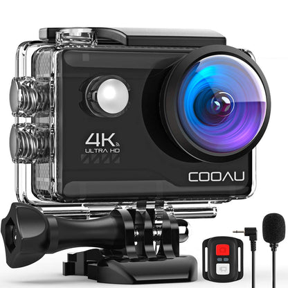 COOAU 4K 20MP Wi-Fi Action Camera External Microphone Remote Control Underwater 40M Waterproof Sport Camera Time Lapse with 2X1200mAh Batteries and 20 Accessories