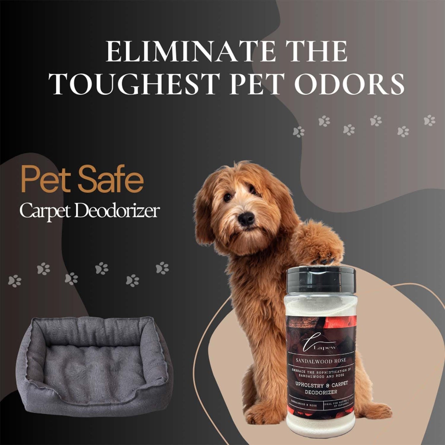 Lapew Sandalwood Rose Carpet Freshener Powder: Powerful Odor Eliminator for Home, Upholstery Deodorizer, Carpet Deodorizer, Pet Urine, Cat Litter Box - Sandalwood Rose Fragrance.