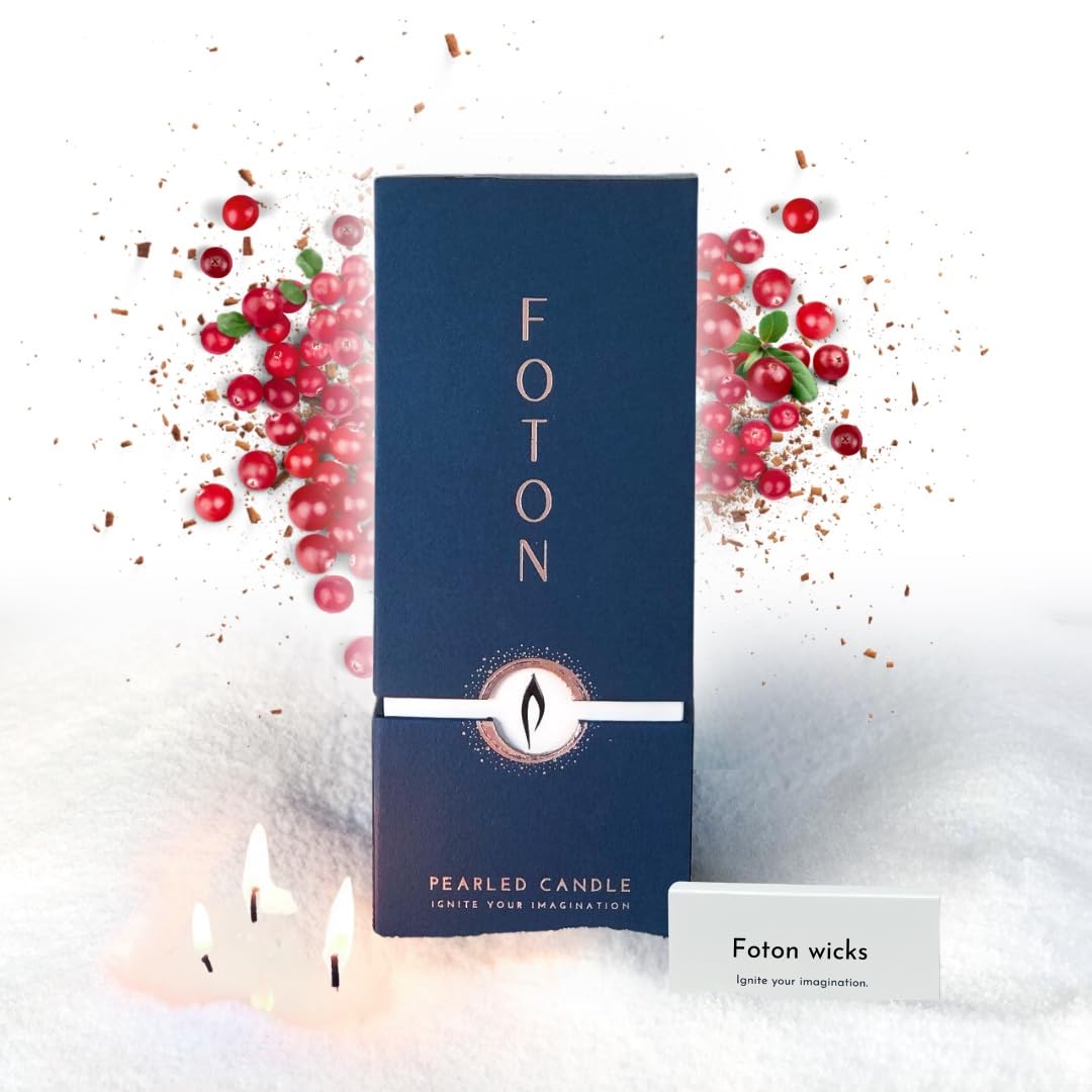 Foton Pearled Candle 18 Oz - Mulled Magic Fall Scent Non Toxic Luxury Long Lasting Powder Wax Sand Candles up to 120 Hours - Refillable Pearl Foton Candle Sand with 30 Wicks