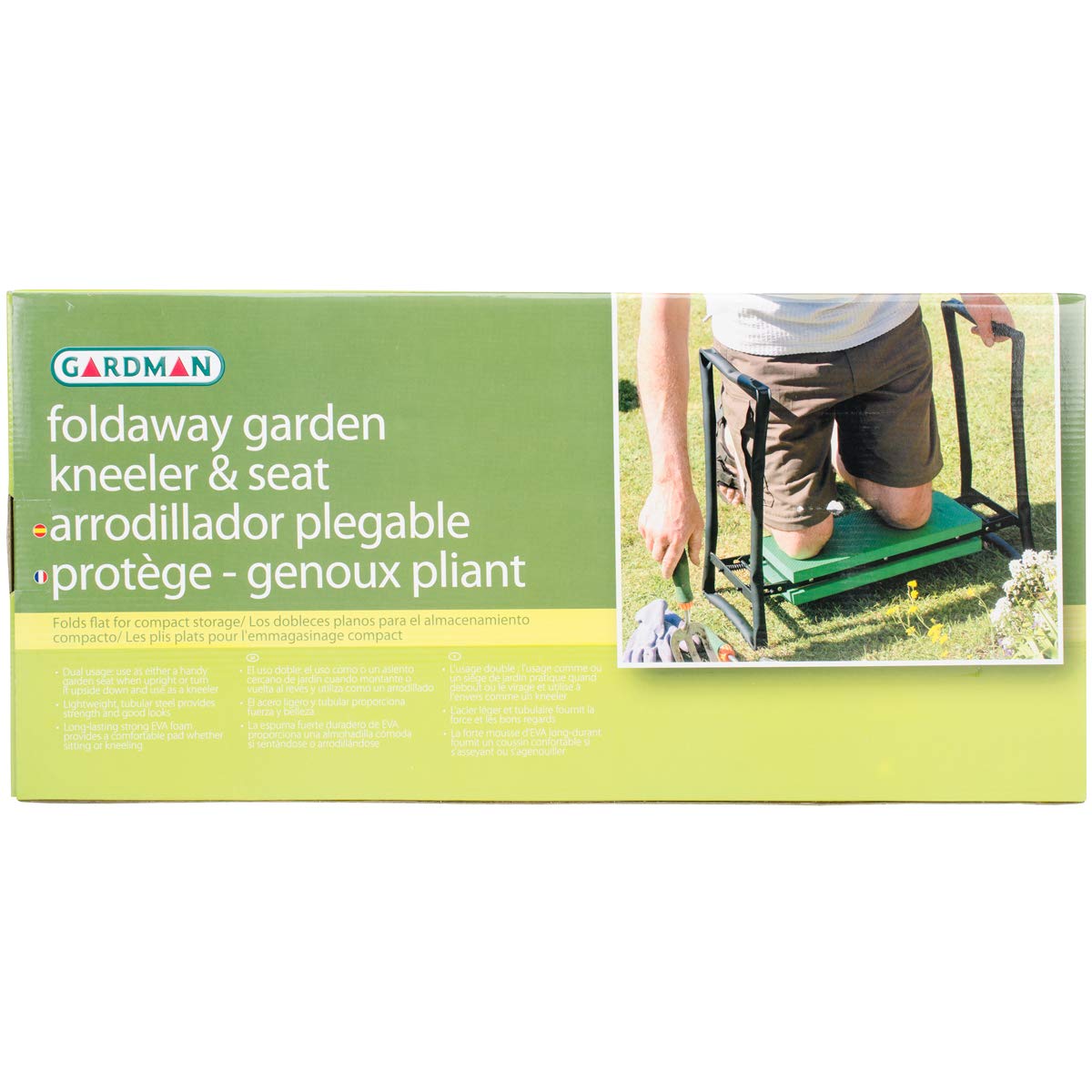 Gardman R616 Fold Away Garden Kneeler and Seat, 22" Long x 11" Wide x 19" High, Green