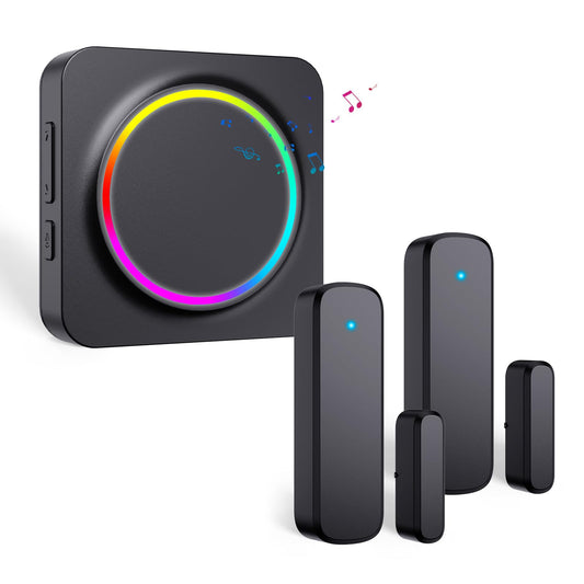 Door Chime, Door Sensor Chime When Door Opens, BITIWEND Door Entry Alarm for Business/Home/Office/Store, 600 FT Range, 32 Chimes 5 Adjustable Volume Door Ringer Alert 2Sensor + 1Receivers Black