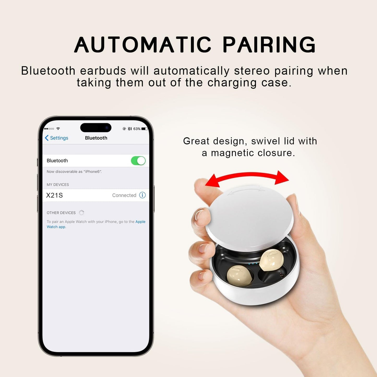 Invisible Earbuds Sleep Smallest Bluetooth Earbuds Mini Wireless Ear Buds Discreet Bluetooth Earpiece Tiny Hidden Small Ears Earbud for Work Headphones True Wireless Earpiece with Charging Case